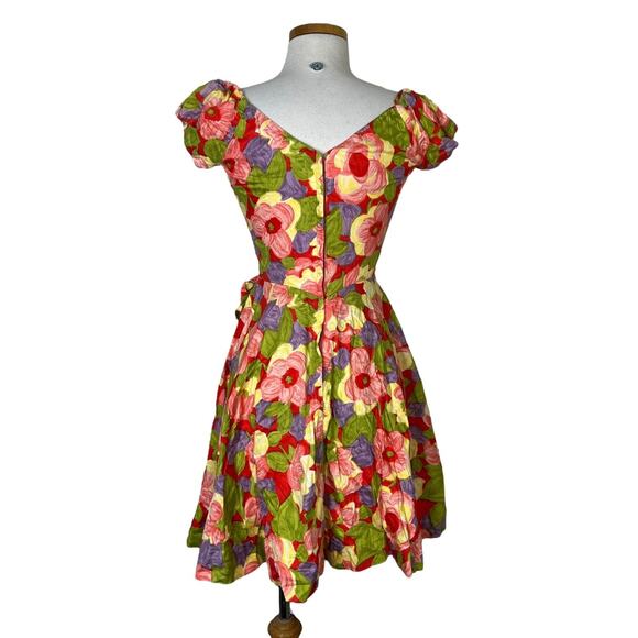Vintage 60s Kamehameha Hawaiian Dress Floral Fit & Flare Cap Sleeve Womens XS - Picture 2 of 7